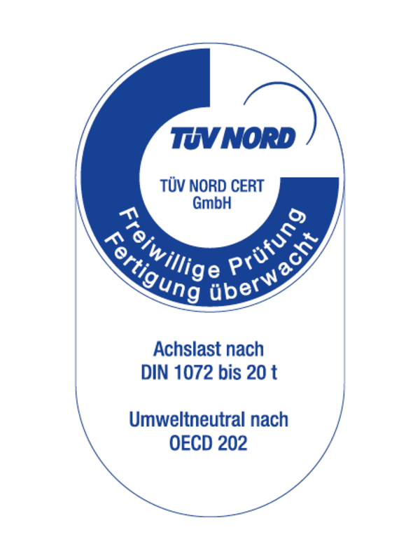 Freigestelltes Zeichen für TÜV Nord zur Achslast und Umweltneutralität