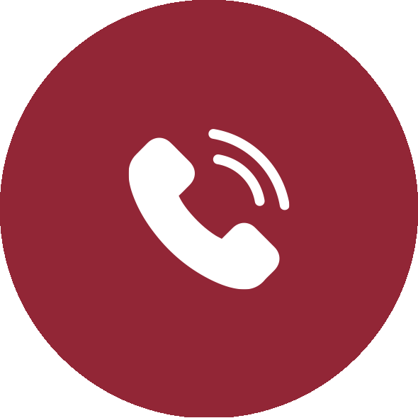 Dunkelroter Kreis mit weissem Telefon icon in der Mitte